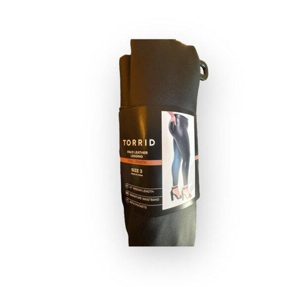 🆕 NWT Women’s torrid Black Full Length Signature Waist Faux Leather Legging - Picture 4 of 5